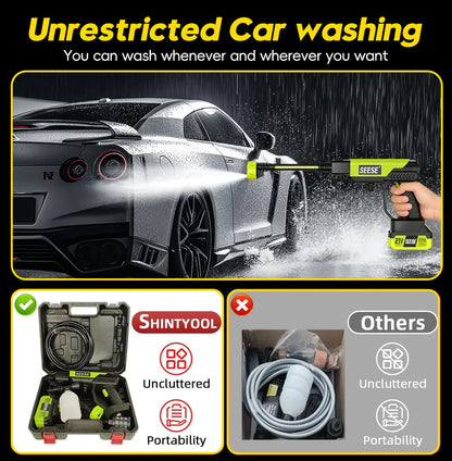 Seese Cordless Pressure Washer and Single Port Charger Base, Bottle Portable Washer for Car,Home Cleaning & Garden Watering Fathersdaygift